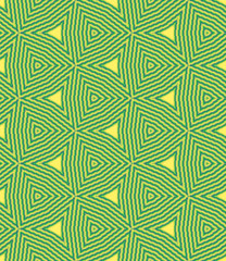 Fototapeta premium Seamless geometric triangle pattern of green and yellow colors