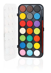 Aquarelle colors in a plastic box