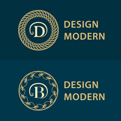 Monogram design elements graceful template. Calligraphic elegant line art logo design. Letter emblem D, B for Royalty, business card, website, Boutique, Hotel, Restaurant, Jewelry. Vector illustration