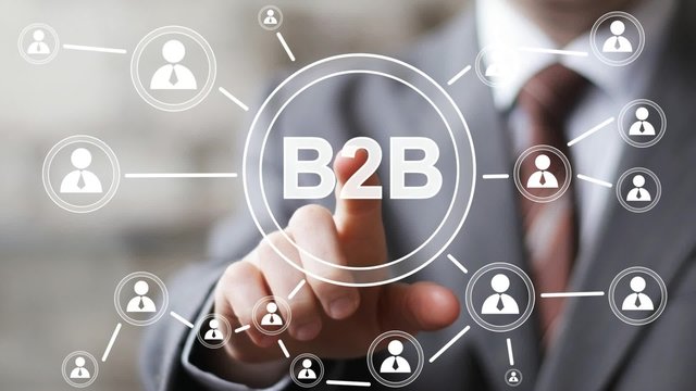 Businessman push online web B2B button