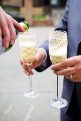 Wedding glass in bride hand