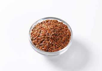 Bowl of whole brown flax seeds