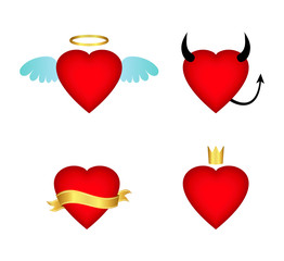 Valentine collection of heart icons. Vector illustration.