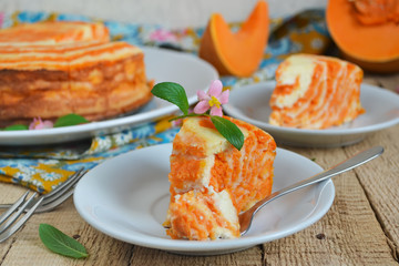 Vanilla pudding with pumpkin and cream cheese