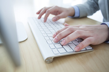 Woman hands on keyboard