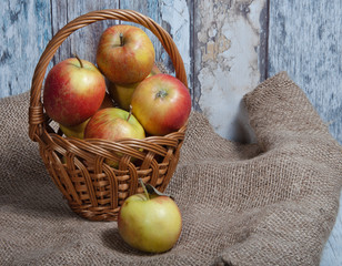wicker basket with apples