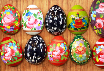 Easter eggs as a colorful background. Hand painted beautiful and