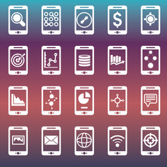 Flat vector collection of modern mobile phones with different user interface elements