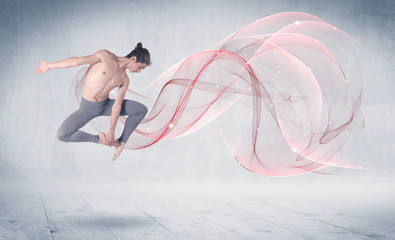 Naklejka na ściany i meble Dancing ballet performance artist with abstract swirl