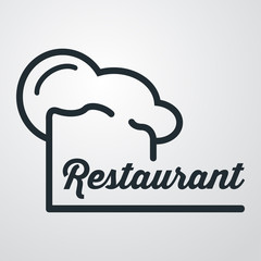 Icono plano gorro de cocinero y restaurant sobre fondo degradado #1