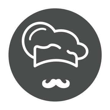 Icono plano redondo gorro de cocinero y bigote gris #1