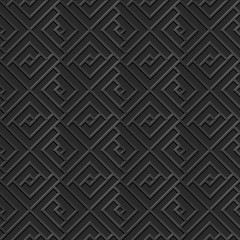 Seamless 3D elegant dark paper art pattern 332 Cross Square Geometry
