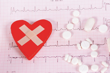 Heart cardiogram and medical pills
