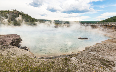some scenic view of landscape in geysers area in yellow stone,Wy