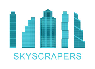 Obraz premium Flat skyscraper icons. Collection of city design elements. Vector illustration.