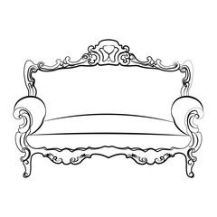 Royal Sofa with classic ornaments. Vector