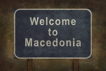 Welcome to Macedonia roadside sign illustration
