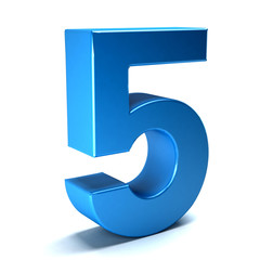 Number Five color blue icon