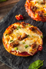 Sausage and Pepper Pizza Bagels