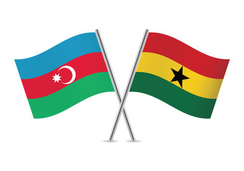 Azerbaijan and Ghanaian flags. Vector illustration.