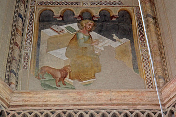 San Marco evangelista; affresco del tiburio, abbazia di Chiaravalle Milanese