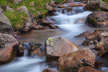 Fototapeta na wymiar Waterfall at White Labe River in Giant Mountains