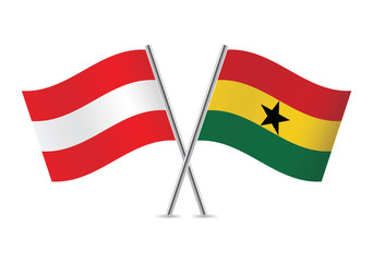 Austrian and Ghanaian flags. Vector illustration.