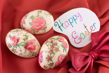 Happy Easter card with decorated Easter eggs