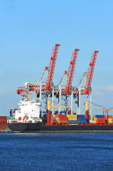 Cargo crane and ship