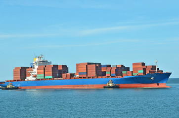 Container stack on freight ship
