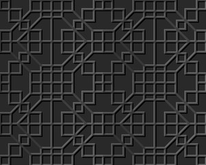 Seamless 3D elegant dark paper art pattern 353 Square Check Cross
