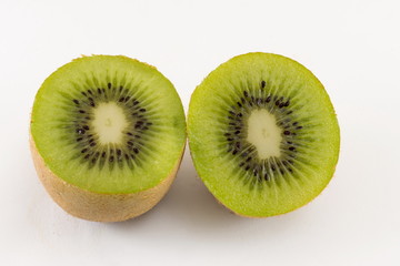 Sliced kiwi on white background