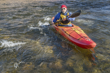 Fototapeta na wymiar paddling river kayak