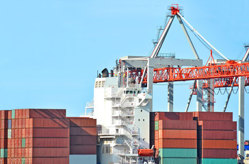 Cargo crane and ship