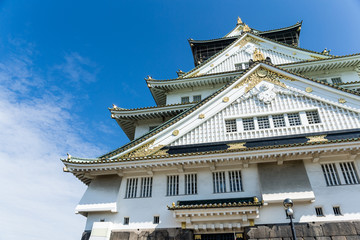 Osaka Castle with blue sky