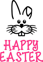 Happy easter card with bunny face