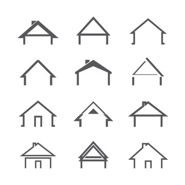Grey Vector Houses. Vector Icons