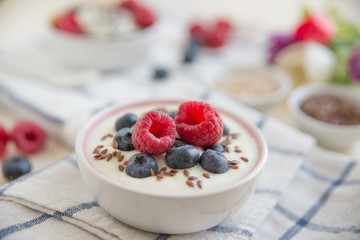 Joghurt mit Müsli und Früchten 