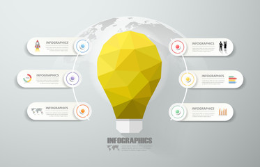 6 steps infographic template. can be used for workflow layout, diagram