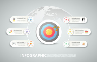 6 steps infographic template. can be used for workflow layout, diagram