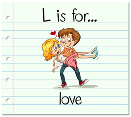 Flashcard letter L is for love