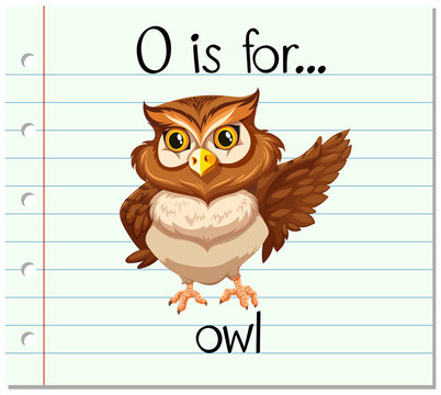 Flashcard letter O is for owl