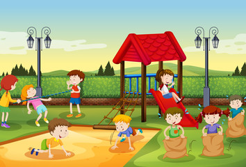 Obraz na płótnie Canvas Children playing in the playground