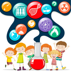 Fototapeta premium Children and science symbols