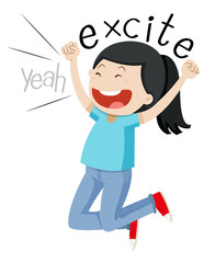 Woman jumping up with joy