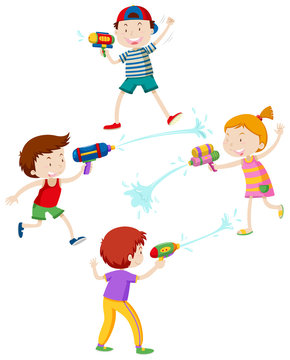 Children playing with water gun