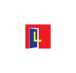 L initial letter with door