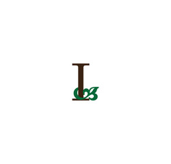 I initial letter with green leaves