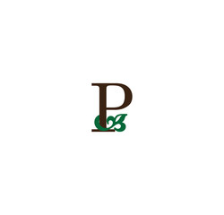 P initial letter with green leaves