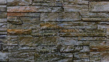 Brick wall and water flow.